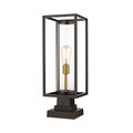 Z-Lite Dunbroch 1 Light Outdoor Pier Mounted Fixture, Deep Bronze + Outdoor Brass & Clear 584PHMS-SQPM-DBZ